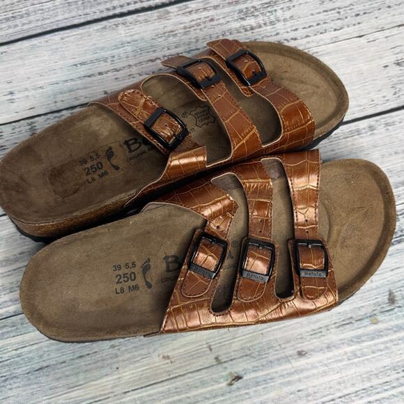Birkenstock Betula Florida 3 Strap Brown Leather Sandals 39 US 8 - Picture 1 of 3